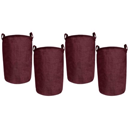 4-Pack Jute Storage Baskets 22.05×22.44×13.77 – Deep Red, Pink, Green, Orange