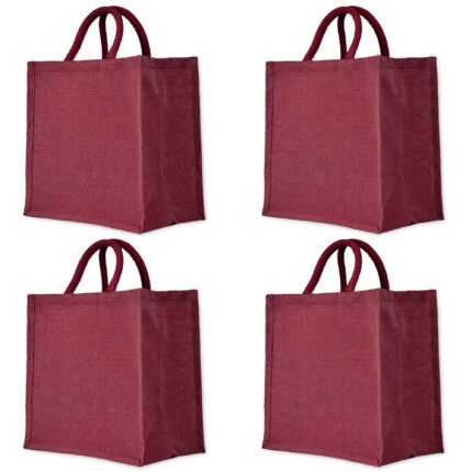 4 Juco Reusable Bags – Deep Red, Pink, Green, Orange 12x12x8