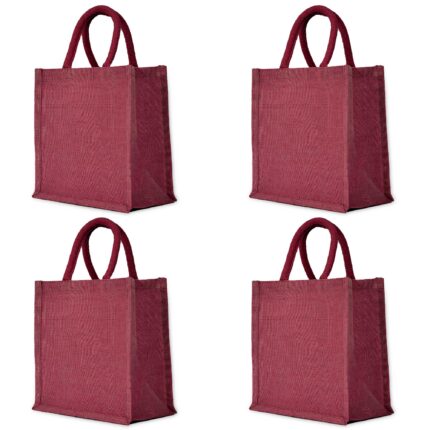 Set of 4 Juco Totes in Deep Red, Pink, Green & Orange
