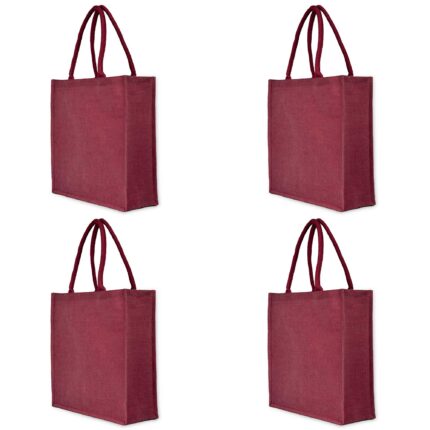 4 Reusable Juco Bags –Deep Red, Pink, Green, Orange 16x18x6