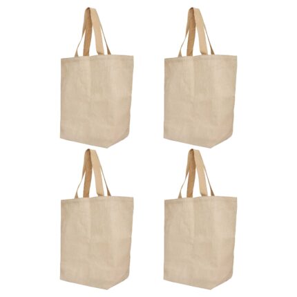 4-Pack Burlap Juco Tote Bags – 18"x21"x8" Reusable Grocery Totes