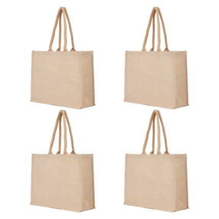 Set of 4 Juco Shopping Tote Bags – Travel, Christmas, Weddings 15"Lx12"x 6