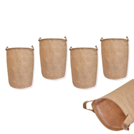 Burlap Jute Storage Basket 21.66H x 21.25W x 13.38L – Pack of 4 Baskets