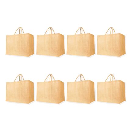 Ecojute Eco Friendly Jute Shopping Bags 16"H x 24"L x14"W– Pack of 8