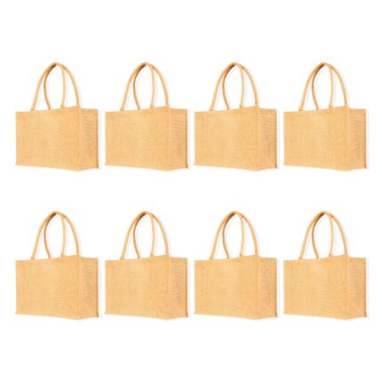 Ecojute 8 Jute Shopping Bags with Tube Handles – 9"H x 12"L x 6"W