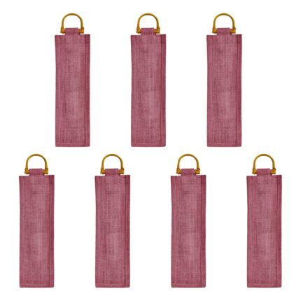 7-Pack Wine Bags – Deep Red, Pink, Green, Orange with Cane Handles - 13.38″ x 3.93″ x 3.93″